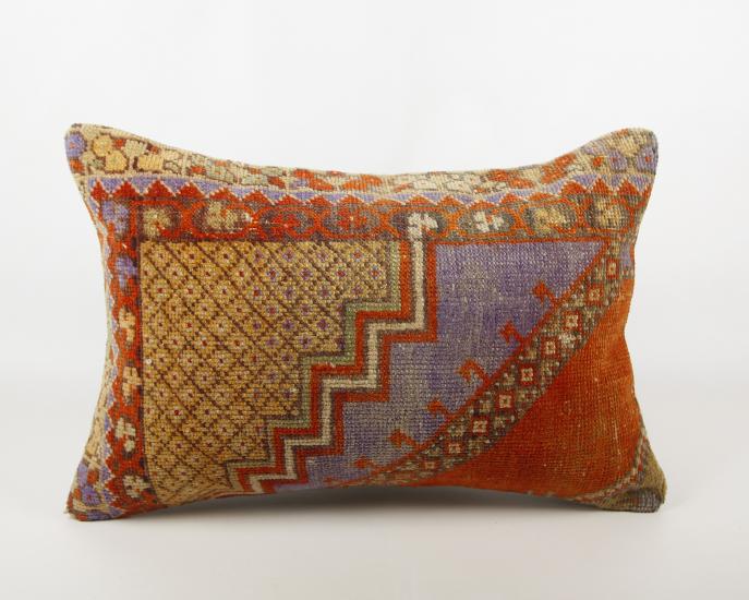 Vintage Anadolu Kilim Kırlen Halı Kılıfı El Dokuması Yün Kırlent