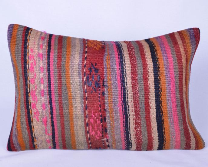 Vintage Anadolu Kilim Kırlen Kılıfı El Dokuması Yün Kırlent