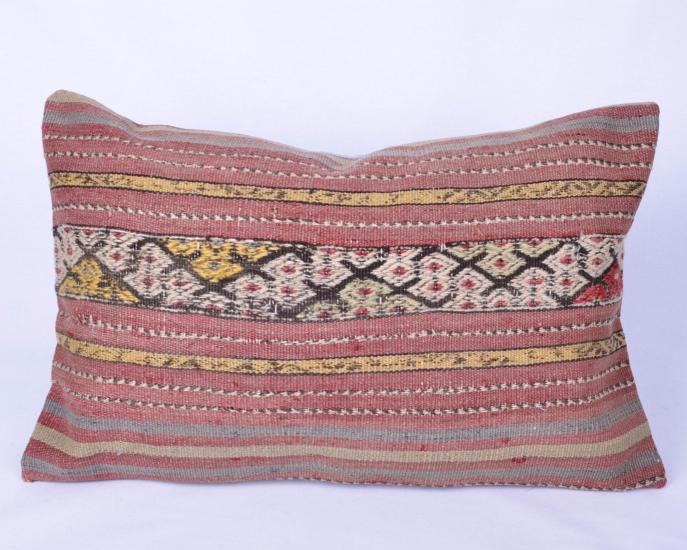 Vintage Anadolu Kilim Kırlen Kılıfı El Dokuması Yün Kırlent