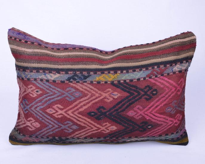 Vintage Anadolu Kilim Kırlen Kılıfı El Dokuması Yün Kırlent