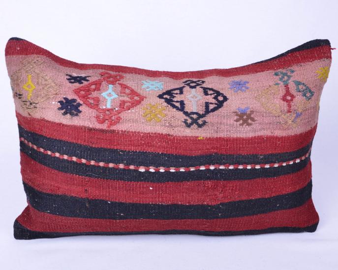 Vintage Anadolu Kilim Kırlen Kılıfı El Dokuması Yün Kırlent