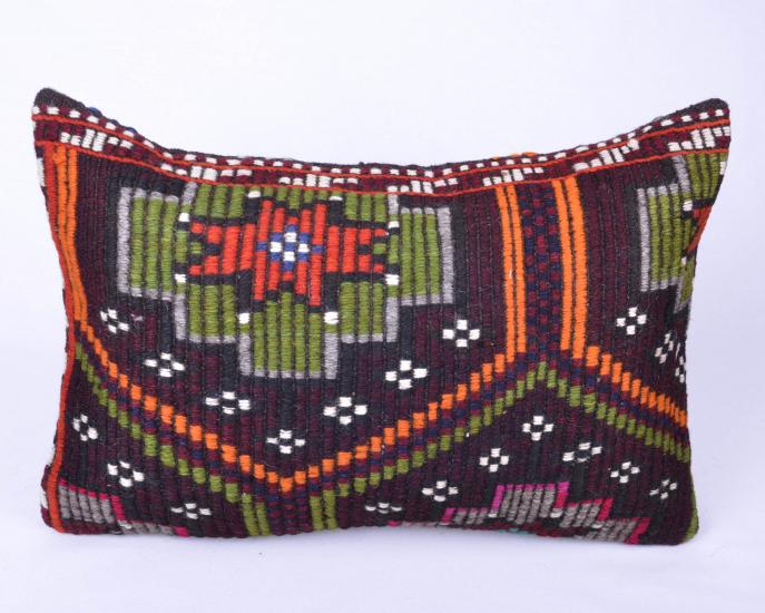 Vintage Anadolu Kilim Kırlen Kılıfı El Dokuması Yün Kırlent