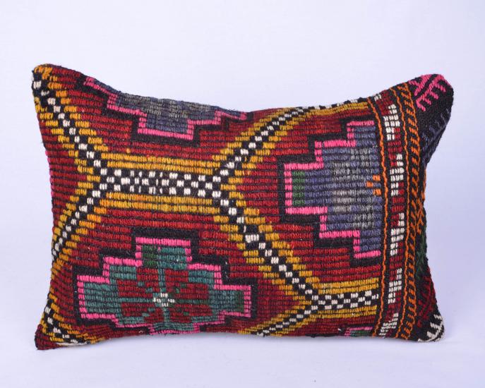 Vintage Anadolu Kilim Kırlen Kılıfı El Dokuması Yün Kırlent