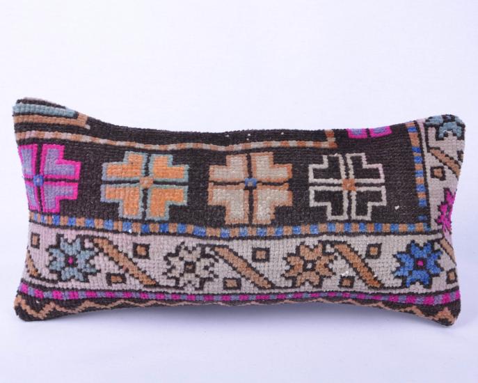 Vintage Anadolu Kilim Kırlen Halı Kılıfı El Dokuması Yün Kırlent