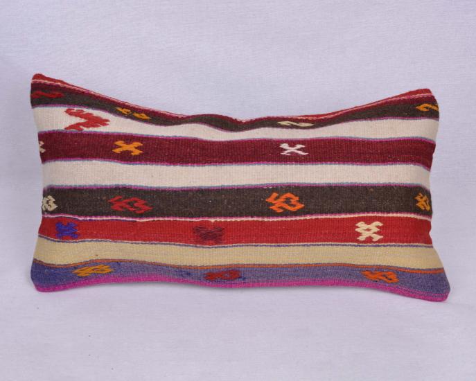 Vintage Anadolu Kilim Kırlen Halı Kılıfı El Dokuması Yün Kırlent