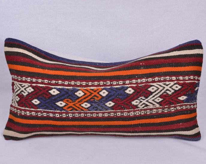 Vintage Anadolu Kilim Kırlen Halı Kılıfı El Dokuması Yün Kırlent