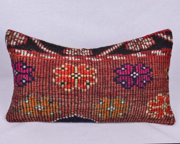 Vintage Anadolu Kilim Kırlen Halı Kılıfı El Dokuması Yün Kırlent