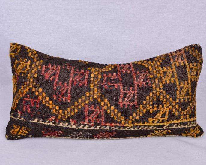 Vintage Anadolu Kilim Kırlen Halı Kılıfı El Dokuması Yün Kırlent