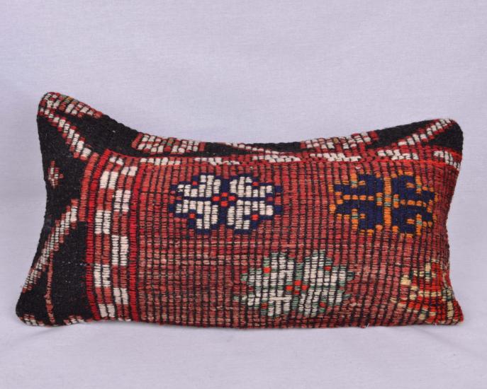 Vintage Anadolu Kilim Kırlen Halı Kılıfı El Dokuması Yün Kırlent